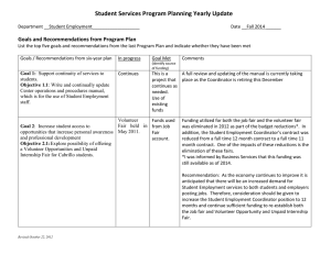 Student Services Program Planning Yearly Update