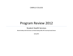 Program Review 2012 Student Health Services CABRILLO COLLEGE