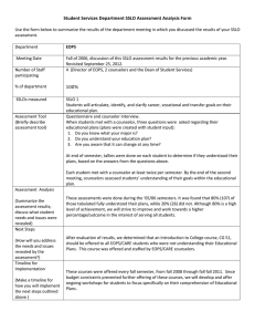 Student Services Department SSLO Assessment Analysis Form