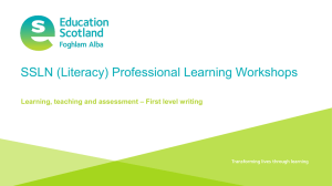 SSLN (Literacy) Professional Learning Workshops – First level writing
