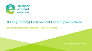 SSLN (Literacy) Professional Learning Workshops – Third level writing