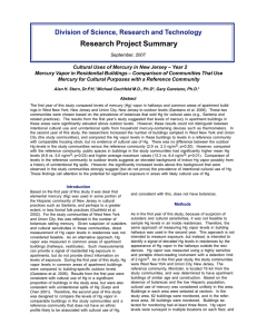 Research Project Summary Division of Science, Research and Technology
