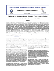 Research Project Summary Release of Mercury From Broken Fluorescent Bulbs February 2004