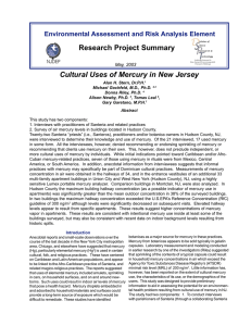 Research Project Summary Cultural Uses of Mercury in New Jersey May, 2003
