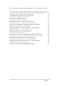 PGR BOOK REVIEWS, TABLE OF CONTENTS 2003