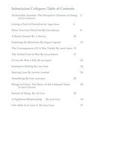Submission Critiques: Table of Contents