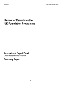 Review of Recruitment to UK Foundation Programme  International Expert Panel