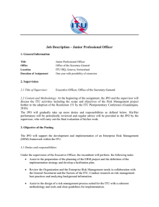 Job Description – Junior Professional Officer  ITU HQ, 1. General Information
