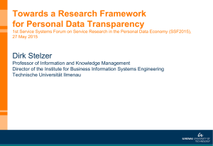 Towards a Research Framework for Personal Data Transparency Dirk Stelzer