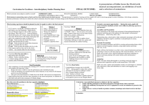 FINAL OUTCOME: Curriculum for Excellence - Interdisciplinary Studies Planning Sheet