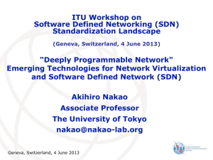 ITU Workshop on Software Defined Networking (SDN) Standardization Landscape &#34;Deeply Programmable Network&#34;