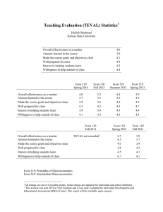 Teaching Evaluation (TEVAL) Statistics