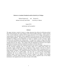 Returns to Academic Standards and the Selectivity of Colleges