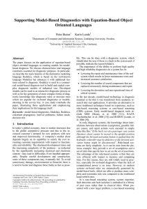 Supporting Model-Based Diagnostics with Equation-Based Object Oriented Languages Peter Bunus Karin Lunde