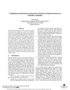 A Simulation and Decision Framework for Selection of Numerical Solvers... Scientific Computing