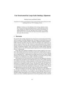 User Involvement for Large-Scale Ontology Alignment Valentina Ivanova and Patrick Lambrix