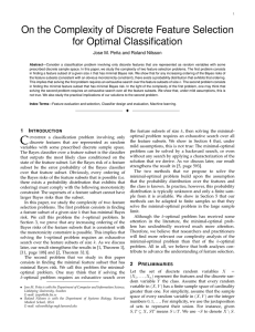 On the Complexity of Discrete Feature Selection for Optimal Classification