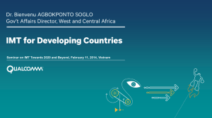 IMT for Developing Countries Dr. Bienvenu AGBOKPONTO SOGLO