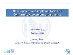 Development and implementation of Conformity Assessment programmes  12 October  2015