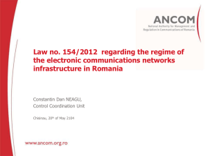 Law no. 154/2012  regarding the regime of infrastructure in Romania