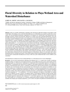Floral Diversity in Relation to Playa Wetland Area and Watershed Disturbance