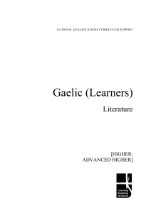 Gaelic (Learners) Literature  [HIGHER;