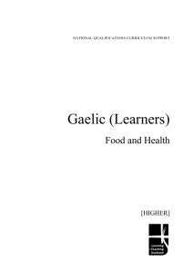 Gaelic (Learners) Food and Health  [HIGHER]