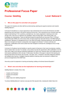Professional Focus Paper  Course: Gàidhlig Level: National 4