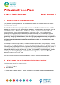 Professional Focus Paper  Course: Gaelic (Learners) Level: National 5