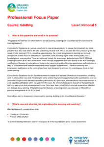 Professional Focus Paper  Course: Gàidhlig Level: National 5