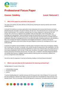 Professional Focus Paper  Course: Gàidhlig Level: National 3