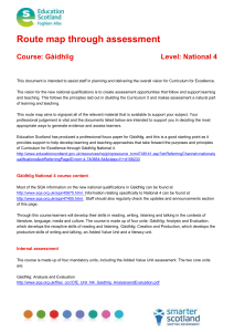 Route map through assessment  Course: Gàidhlig Level: National 4