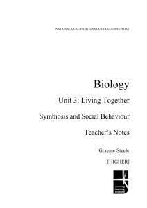 Biology Unit 3: Living Together  Symbiosis and Social Behaviour