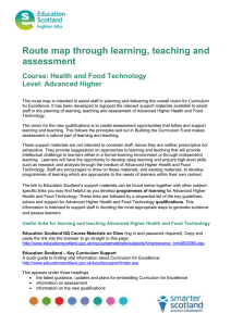 Route map through learning, teaching and assessment Course: Health and Food Technology