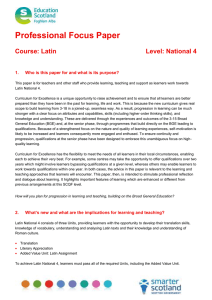 Professional Focus Paper  Course: Latin Level: National 4