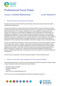 Professional Focus Paper  Course: Lifeskills Mathematics Level: National 4