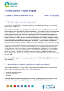 Professional Focus Paper  Course: Lifeskills Mathematics Level: National 5