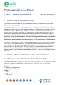Professional Focus Paper  Course: Lifeskills Mathematics Level: National 2