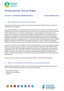 Professional Focus Paper  Course: Lifeskills Mathematics Level: National 3