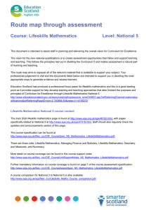 Route map through assessment  Course: Lifeskills Mathematics Level: National 5