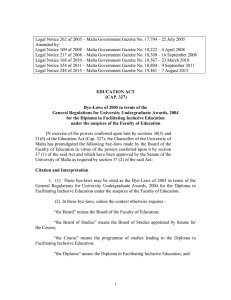 Legal Notice 262 of 2005 – Malta Government Gazette No.... Amended by: