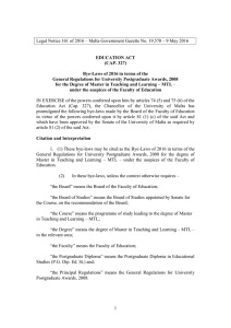 Legal Notice 161 of 2016 – Malta Government Gazette No.... EDUCATION ACT (CAP. 327)