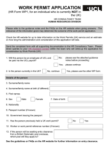WORK PERMIT APPLICATION  (HR Form WP1, NOT