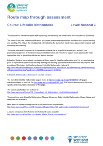 Route map through assessment  Course: Lifeskills Mathematics Level: National 3
