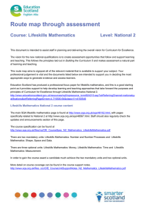 Route map through assessment  Course: Lifeskills Mathematics Level: National 2