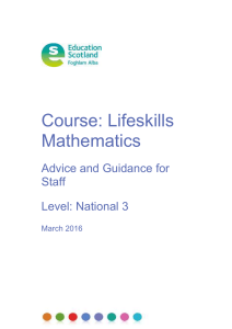 Course: Lifeskills Mathematics Advice and Guidance for Staff