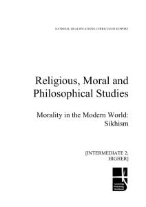 Religious, Moral and Philosophical Studies Morality in the Modern World: Sikhism