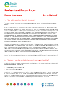 Professional Focus Paper  Modern Languages Level: National 1