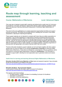 Route map through learning, teaching and assessment Course: Mathematics of Mechanics