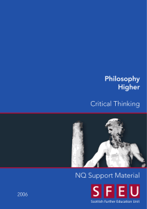 Critical Thinking NQ Support Material Philosophy Higher